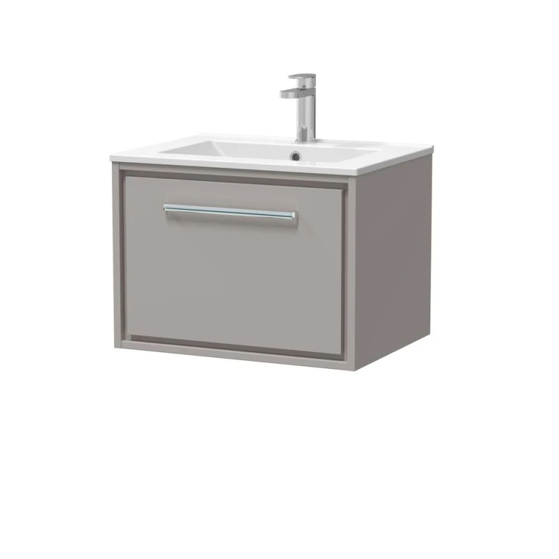 Image of Balterley Bathroom Wall Hung Single Soft-Close Drawer Vanity Unit, Grey, 600mm in Grey Grey Unisex