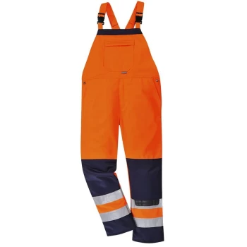 image of TX72ONRS - sz S Girona Hi-Vis Bib & Brace - Orange/Navy - Portwest