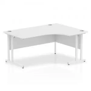 image of Impulse 1600mm Right Crescent Desk White Top White Cantilever Leg