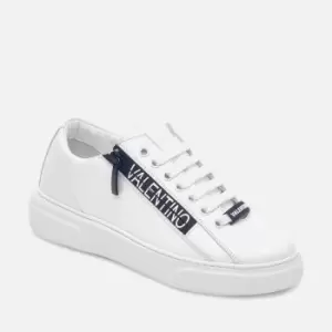 Image of Valentino Shoes Womens Leather Court Zip Trainers - White/Black - UK 4