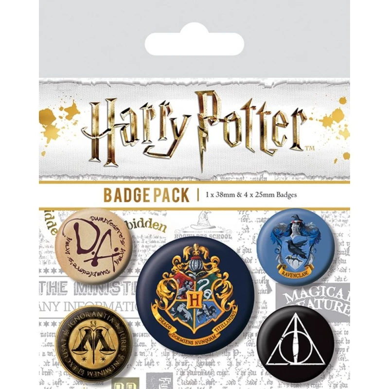 Image of Harry Potter Hogwarts Badge Set (Pack of 5) Multi