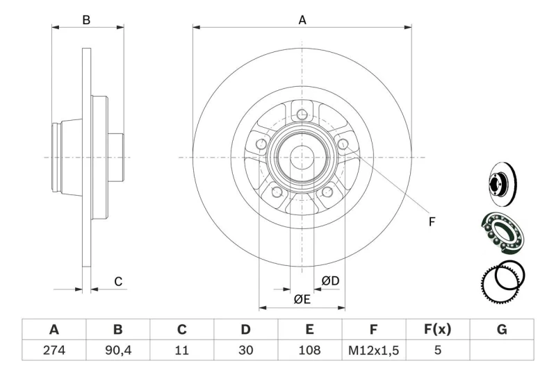 Image of Brake disc Bosch 0 986 479 F30