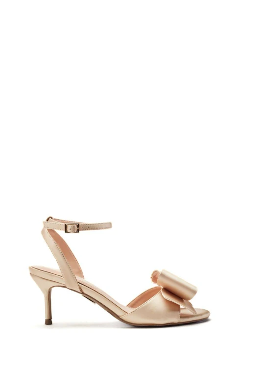 Image of Moda In Pelle Womens 'Lotty' Satin Heeled Sandals in Gold Size: 3 Gold Female 3