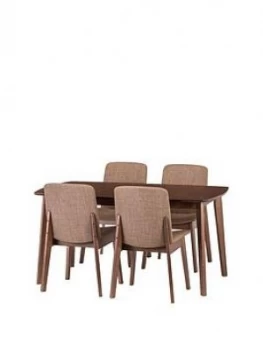 image of Julian Bowen Kensington 150 - 194cm Solid Wood Extending Dining Table + 4 Chairs