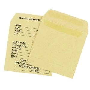 Image of Q-Connect Envelope Wage 108x102mm Printed Self Seal 90gsm Manilla Pack