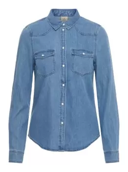 image of VERO MODA Slim Fit Denim Shirt Women Blue