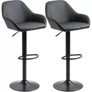 image of Homcom - Adjustable Bar Stools Set of 2, Swivel Barstool w/ Footrest Black