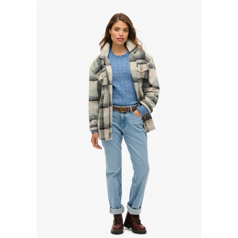 Image of Superdry Cable Knit Crew Neck Jumper - Blue Blue 8