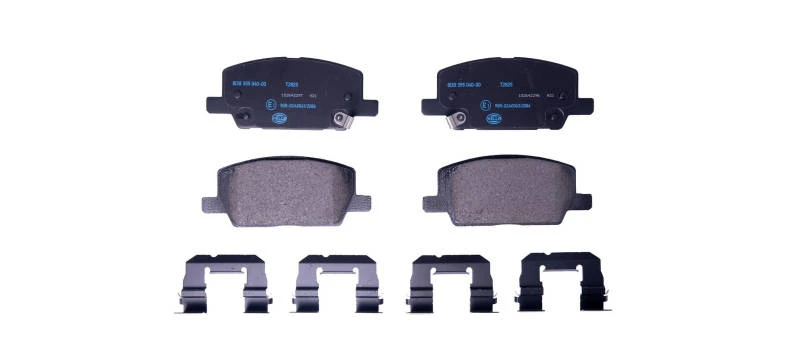 Image of HELLA 8DB 355 040-001 Brake pad set with acoustic wear warning, with accessories Brake Pad Set,disc brake (402)