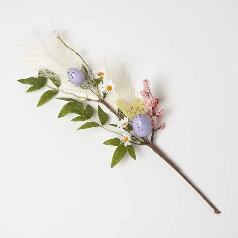 Image of Homescapes Artificial Easter Egg Stem with Hen Lilac
