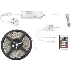 image of 5m RGB Flexible Tape Light Kit with 24W LED Driver - IP44 Rated - Remote Control