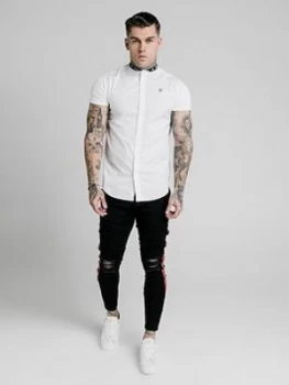 image of SikSilk Short Sleeve Tape Collar Shirt - White