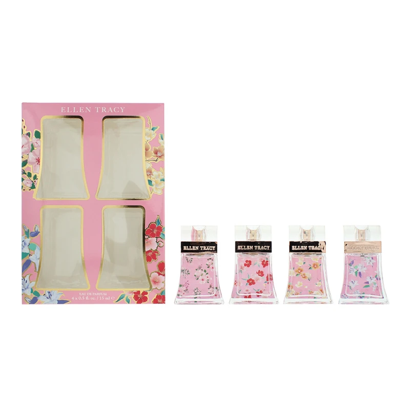 Image of Ellen Tracy Classic Florals Pink Coffret 4 Piece Gift Set: Eau de Parfum 4 X 15ml