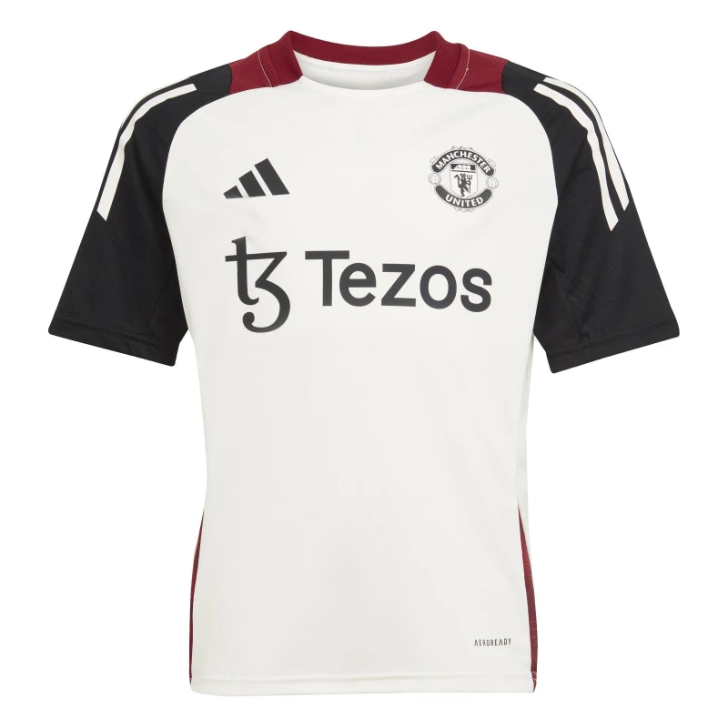 Image of adidas Manchester United Training Shirt 2025 Juniors Licensed Short Sleeve T-Shirts 7-8 Years Beige 37515604175