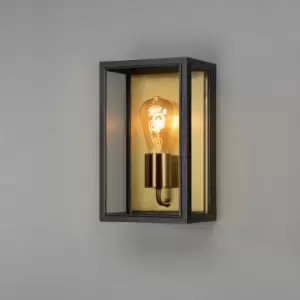 image of Carpi Outdoor Modern Lantern Wall Medium E27 Black, Brass Plated With Clear Glass, IP44