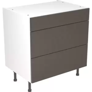 Image of Kitchen Kit Flatpack Slab Kitchen Cabinet Base 3 Drawer Unit Super Gloss 800mm in Graphite MFC