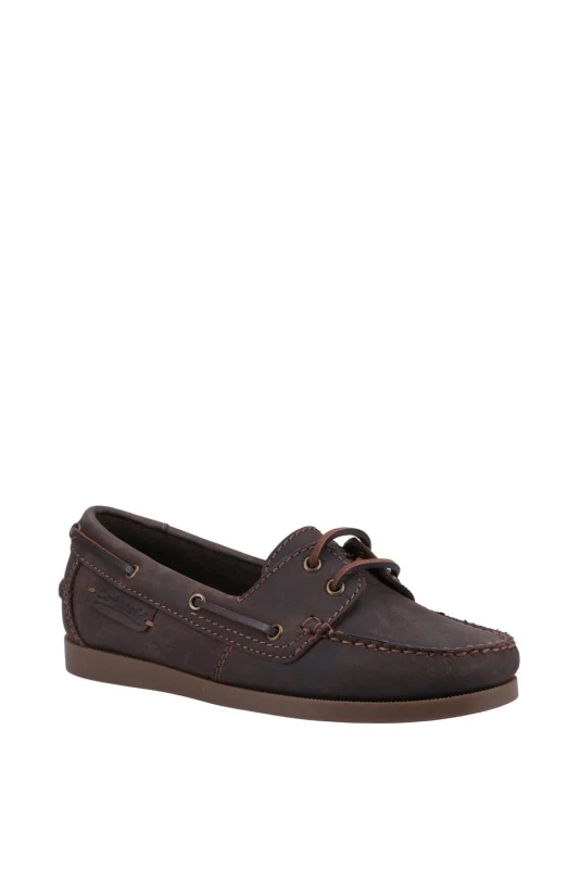 Image of Cotswold Womens Waterlane Leather Boat Shoes UK Size 4 (EU 37) BROWN COT837-BROWN-4