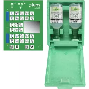 Image of Emergency wall box with eye wash bottles, 2 x sodium chloride solution, HxWxD 270 x 225 x 110 mm