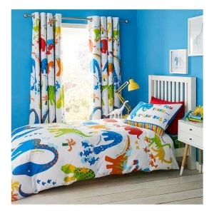 Image of Dino Saw Lined Eyelet Curtains