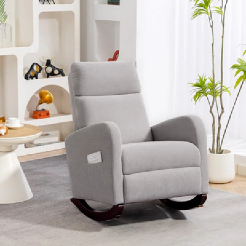 Image of HOMCOM Modern High Back Corduroy Leisure Rocking Chair for Nursery, Grey Size: 1 Pack Grey Unisex 1 Pack