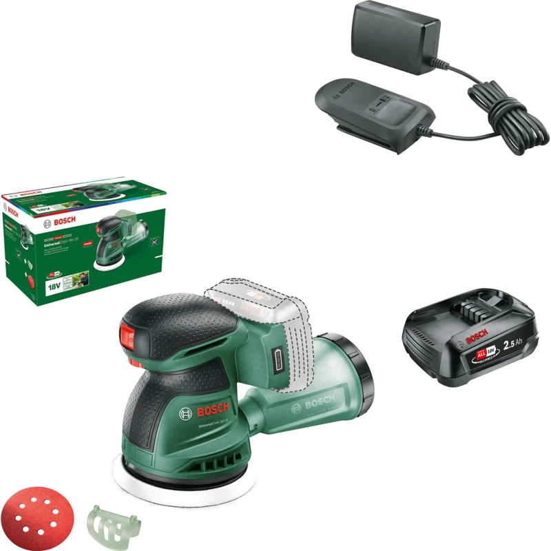 Image of Bosch UNIVERSALORBIT 18V-20 P4A 18v Cordless Disc Sander 125mm 06033E4100 Batteries: 1 x 2.5ah Li-ion