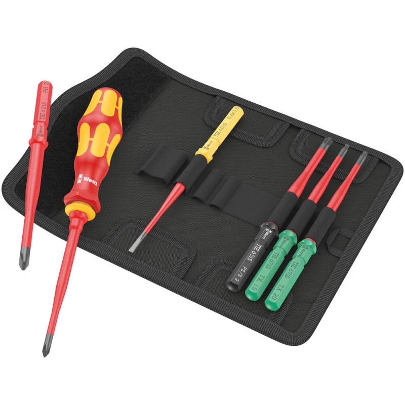 Image of Wera Kraftform Kompakt 7 Piece VDE Insulated Extra Slim Screwdriver Set 5006603001