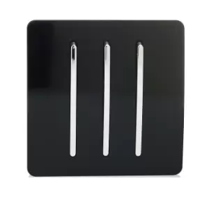 Image of Trendi Switch 3 Gang 2 Way 10 Amp Rocker Light Switch in Screwless Black