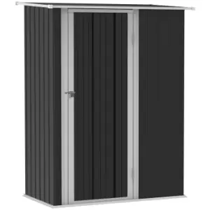 image of Outsunny Garden Storage Bike Shed w/ Lockable Door Sloped Roof - Grey