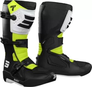 Image of Shot Race 4 Motocross Boots, black-white-yellow, Size 47, black-white-yellow, Size 47