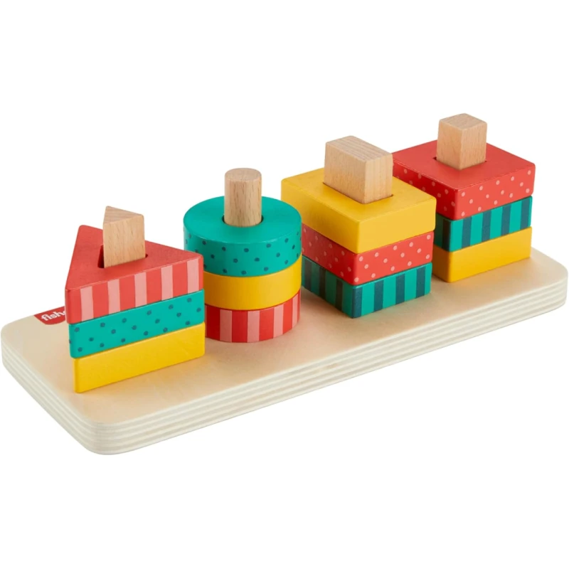 Image of Fisher-Price Fisher-Price Wooden Shape Stacker Toddler Sorting Toy