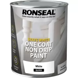 image of One Coat Stays White Gloss Paint 750ml - Ronseal