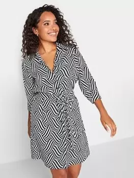 Image of M&Co Geo Tie Detail Tunic Shirt, White, Size 12, Women