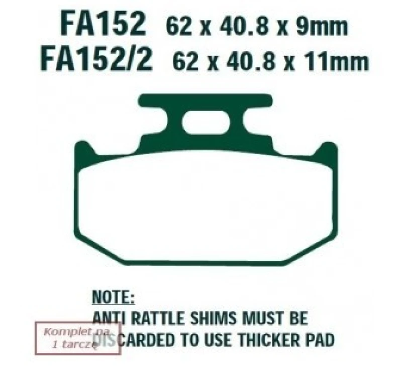 Image of EBC Brakes FA152/2TT Brake pad set Brake Pad Set,disc brake (402)
