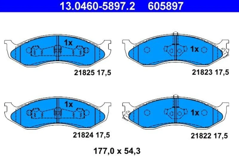 Image of ATE 13.0460-5897.2 Brake pad set with acoustic wear warning Brake Pad Set,disc brake (402)