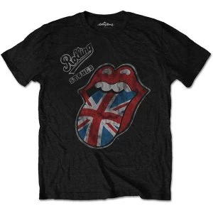 image of The Rolling Stones - Vintage British Tongue Unisex Small T-Shirt - Black