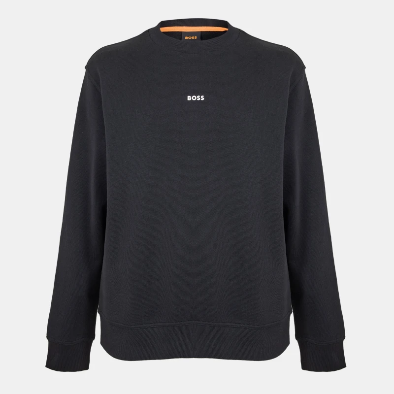 Image of Boss Mens WeSmallcrew Orange Crew Sweatshirt Black male L