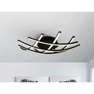 image of Schuller Trama II LED Designer Small Flush Ceiling Light Criss Cross Grid Style Matt Black, 60cm