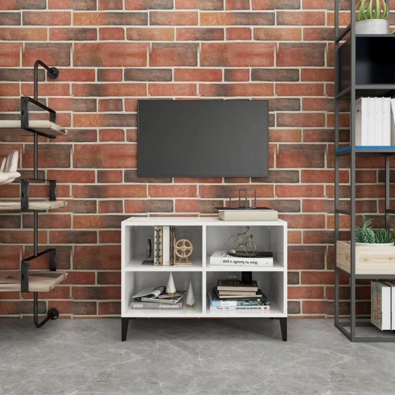 Image of VIDAXL TV Cabinet with Metal Legs High Gloss White 69.5x30x50cm Vidaxl 8720286357477