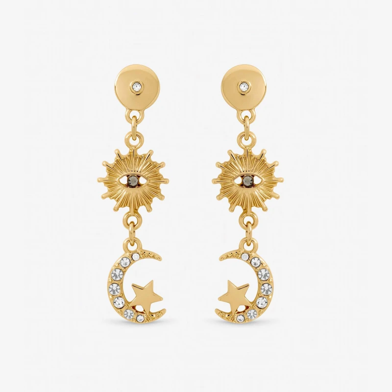 Image of Mood Gold Plated Evil Eye Celestial Earrings Gold female One Size