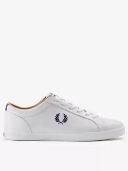 Image of Fred Perry Baseline Leather Trainers, White, Size 8, Men