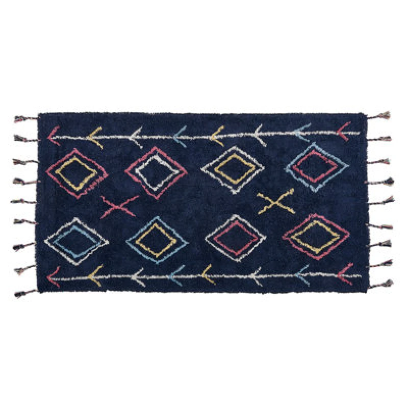 Image of Beliani Rug Corum Black 80 X 150 Cm Cotton