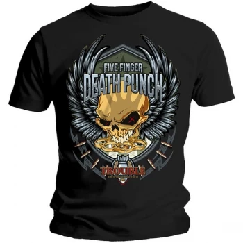 Image of Five Finger Death Punch - Trouble Unisex Large T-Shirt - Black