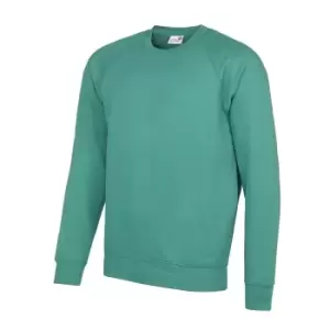 image of AWDis Academy Mens Crew Neck Raglan Sweatshirt (2XL) (Emerald)