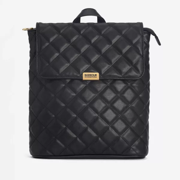 Image of Barbour International Womens Quilted Hoxton Backpack - Black