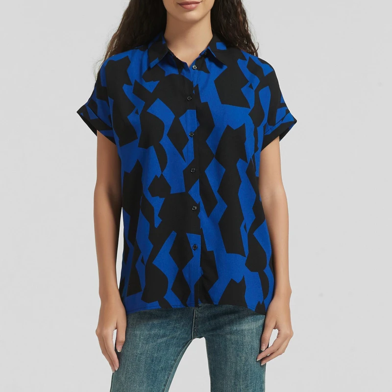 Image of Be You Abstract Print Shirt - Blue Blue 8