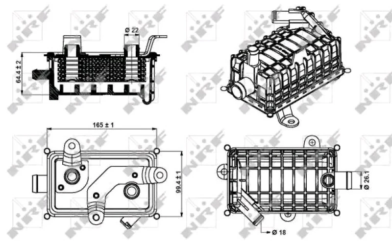 Image of NRF 31280 Oil Cooler with gaskets/seals, EASY FIT Aluminium Oil Cooler,engine oil (469)