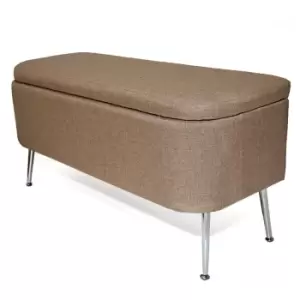 Image of FWStyle Modern Ottoman Storage Bench In Brown Fabric