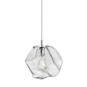 image of Rock Pendant Ceiling Light, Chrome, Glass, 1x E27