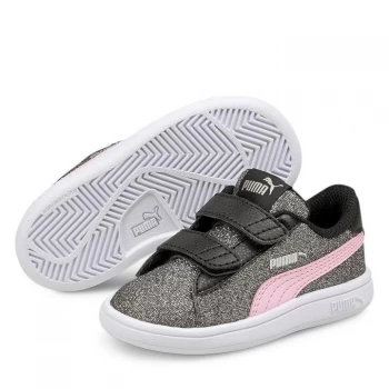 image of Puma Smash Glitz Infant Girls Trainers - Black/Pink