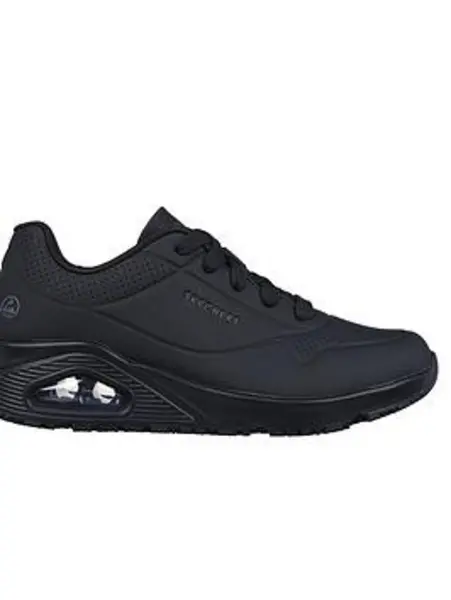 Image of Skechers Uno Workwear Lace Up Athletic Trainer, Black, Size 6, Women Black VABM8 Female 6